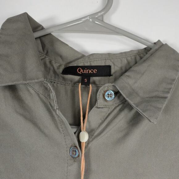 New Quince Womens Small Vintage Wash Tencel Camp Shirt Olive Green 3848-77 - Picture 6 of 11